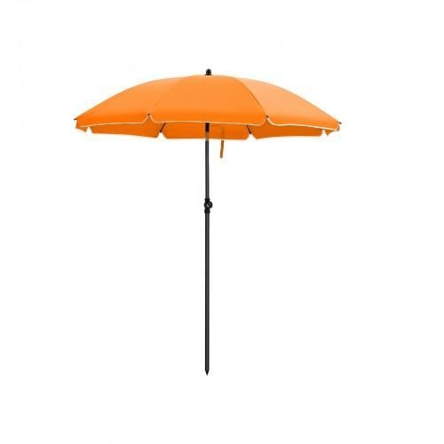Parasol Droit 50 Nervures En Fibre De Verre Toile Polyester Inclinable Sac De Transport Terrasse Jardin Balcon Plage Diamètre 160 Cm Orange Helloshop26 12_0000799