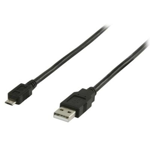 Câble USB V2 micro USB B mâle vers A mâle 2 mètres spiralé