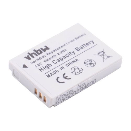 vhbw Batterie compatible avec Canon Powershot S100, SD700, SD800, SD900, SD900Ti, SX120 IS appareil photo reflex (650mAh, 3,6V, Li-ion)