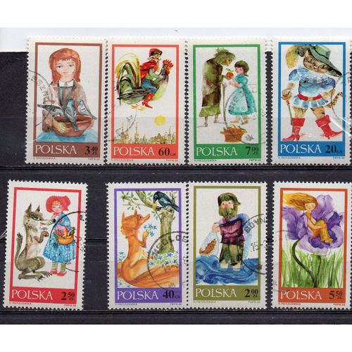 Pologne- Série De 8 Timbres Oblitérés - Contes Et Fables