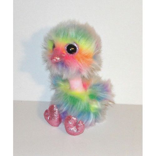 Autruche Couleur Arc En Ciel Ou Multicolore Yeux Pattes Et Bec Pailletées Doudou Peluche Ty 30cm