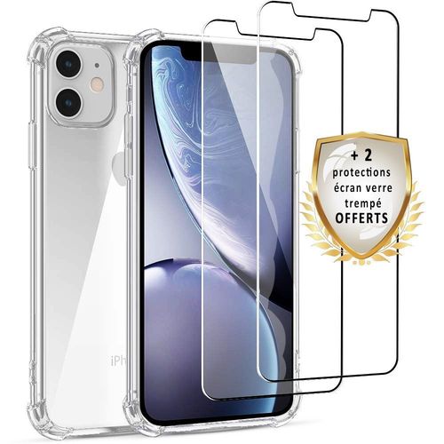Coque Iphone 11 Antichoc Silicone + 2 Vitres En Verre Trempé Protection Écran - Evetane