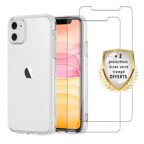 Coque Iphone 11 Silicone + 2 Vitres En Verre Trempé Protection Écran Et Antichocs - Evetane