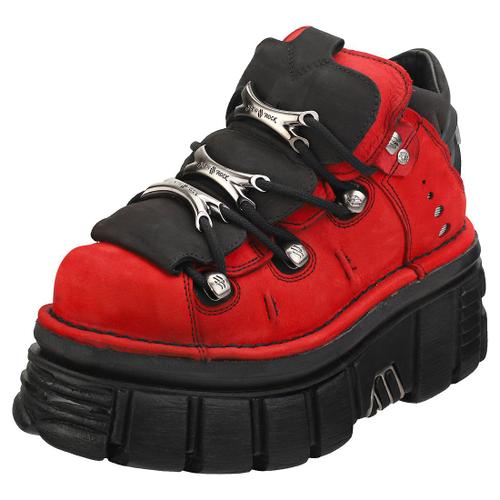 New Rock Half Boot Tower Mixte Adulte Chaussures Plate-forme Rouge Noir