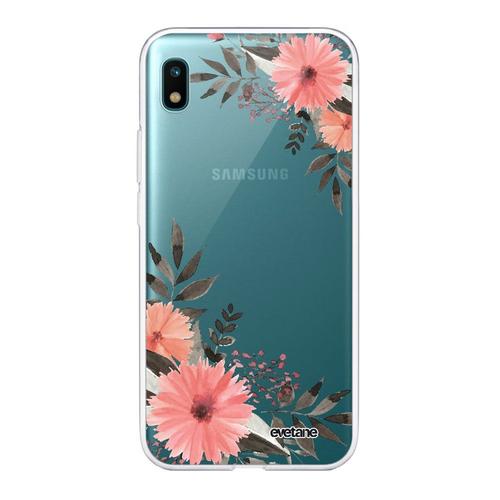 Coque Samsung Galaxy A10 360 Intégrale Transparente Fleurs Roses Tendance Evetane.
