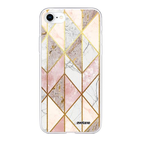 Coque Iphone 7/8/ Iphone Se 2020 360 Intégrale Transparente Marbre Rose Losange Tendance Evetane.