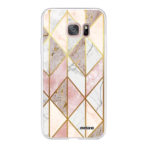 Coque Samsung Galaxy S7 Edge 360 Intégrale Transparente Marbre Rose Losange Tendance Evetane.