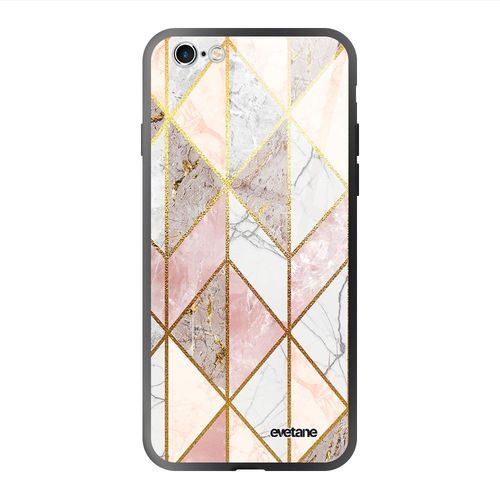 Coque En Verre Trempé Iphone 6 Plus / 6s Plus Marbre Rose Losange Ecriture Tendance Et Design Evetane.