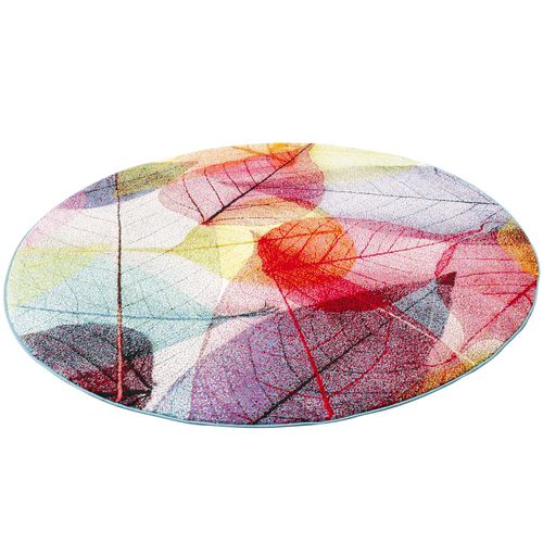 Pergamon Faro - Tapis De Designer Rond - Motif Tropical Feuilles Colorée 120x120 Cm