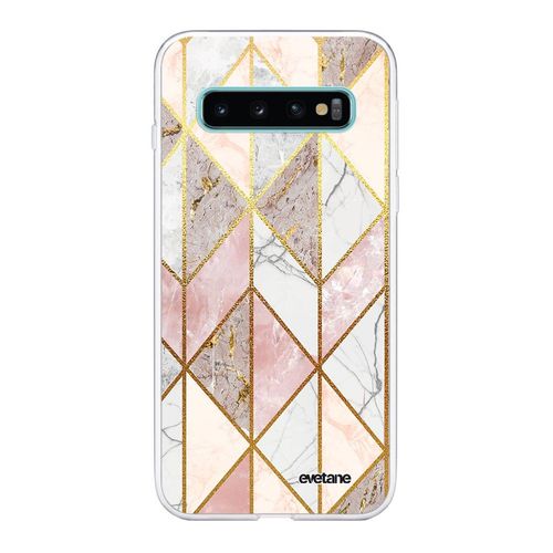 Coque Samsung Galaxy S10 Plus 360 Intégrale Transparente Marbre Rose Losange Tendance Evetane.