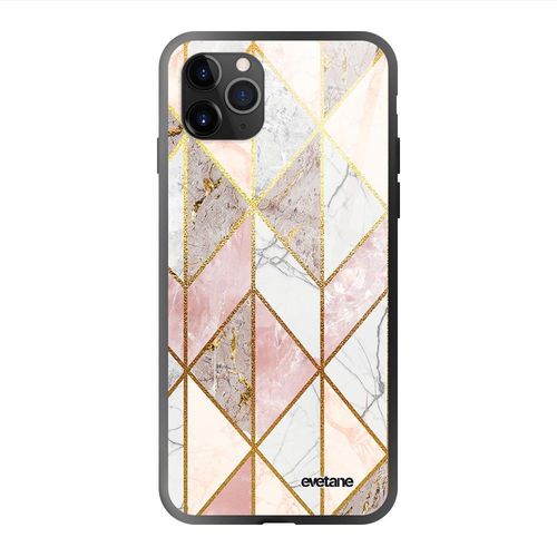Coque En Verre Trempé Iphone 11 Pro Max Marbre Rose Losange Ecriture Tendance Et Design Evetane.