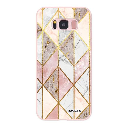 Coque Samsung Galaxy S8 Silicone Liquide Douce Rose Pâle Marbre Rose Losange Evetane.