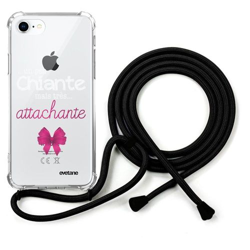 Coque Cordon Iphone 7/8/ Iphone Se 2020 Noir Dessin Un Peu Chiante Tres Attachante Evetane