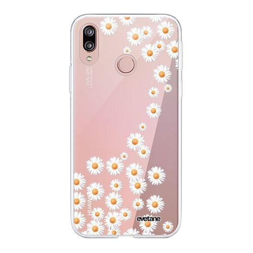 Coque Huawei P20 Lite Silicone Transparente Marguerite Ultra Resistant Protection Housse Motif Ecriture Tendance Evetane