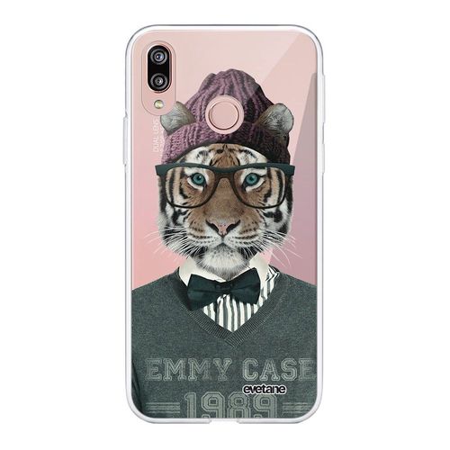 Coque Huawei P20 Lite Silicone Transparente Tigre Fashion Ultra Resistant Protection Housse Motif Ecriture Tendance Evetane