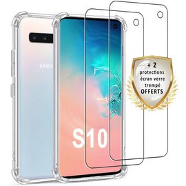 Coque Samsung Galaxy S10 Antichoc Silicone + 2 Vitres En Verre Trempé Protection Écran - Evetane