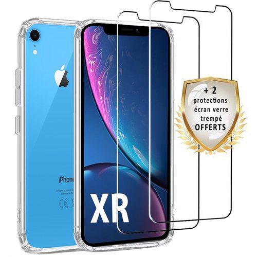 Coque Iphone Xr Silicone + 2 Vitres En Verre Trempé Protection Écran Evetane