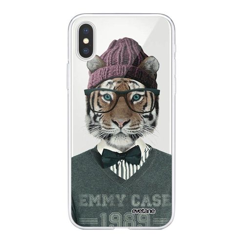 Coque Iphone Xs Max Silicone Transparente Tigre Fashion Ultra Resistant Protection Housse Motif Ecriture Tendance Evetane