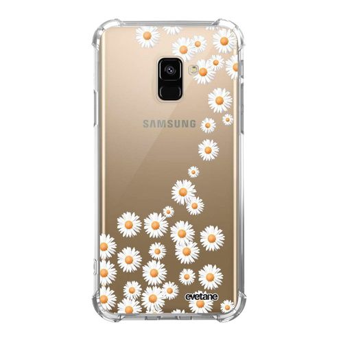Coque Samsung Galaxy A8 2018 Anti-Choc Souple Angles Renforcés Transparente Marguerite Evetane.