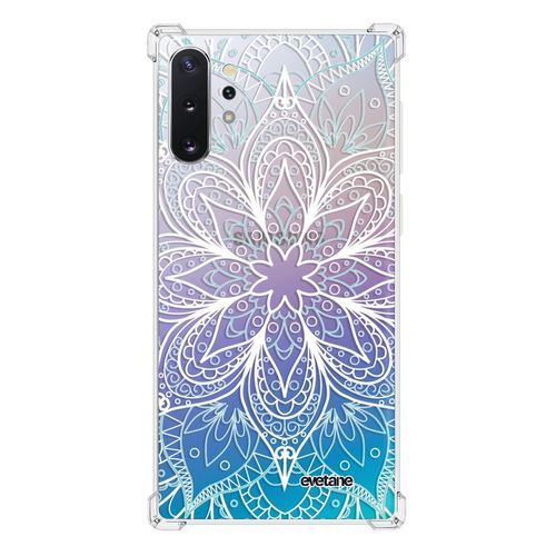 Coque Samsung Galaxy Note 10 Plus Silicone Antichocs Solides Coins Renforcés Protection Housse Transparente Mandala Turquoise Evetane