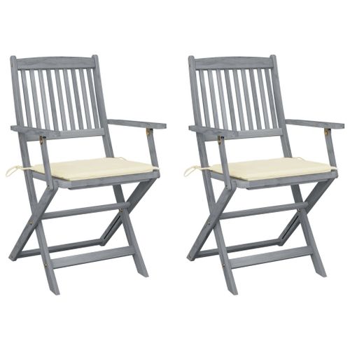 Vidaxl Chaises Pliables D'extérieur 2 Pcs Avec Coussins Bois D'acacia