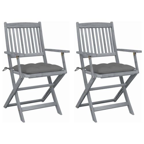 Vidaxl Chaises Pliables D'extérieur Lot De 2 Et Coussins Bois D'acacia