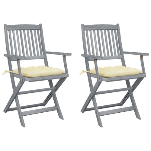 Vidaxl Chaises Pliables D'extérieur Lot De 2 Et Coussins Bois D'acacia