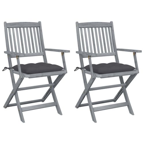Vidaxl Chaises Pliables D'extérieur Lot De 2 Et Coussins Bois D'acacia