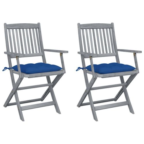 Vidaxl Chaises Pliables D'extérieur Lot De 2 Et Coussins Bois D'acacia