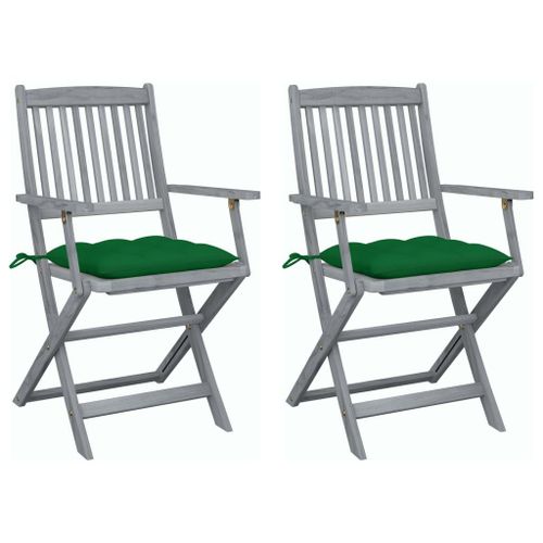 Vidaxl Chaises Pliables D'extérieur Lot De 2 Et Coussins Bois D'acacia