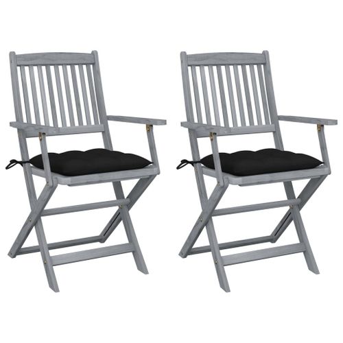 Vidaxl Chaises Pliables D'extérieur Lot De 2 Et Coussins Bois D'acacia