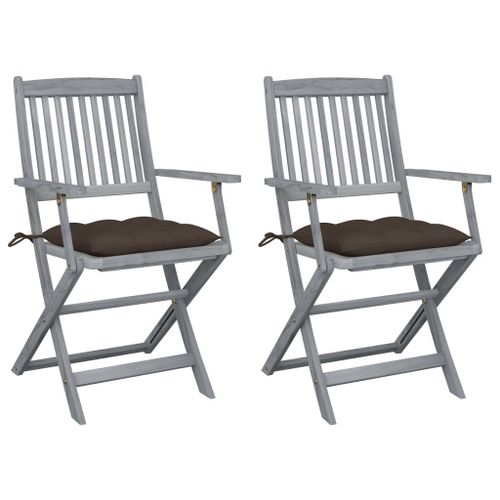 Vidaxl Chaises Pliables D'extérieur Lot De 2 Et Coussins Bois D'acacia