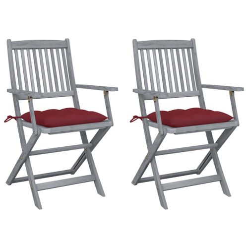 Vidaxl Chaises Pliables D'extérieur Lot De 2 Et Coussins Bois D'acacia