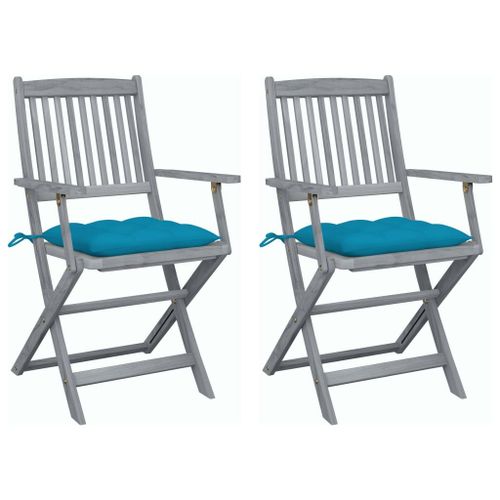 Vidaxl Chaises Pliables D'extérieur Lot De 2 Et Coussins Bois D'acacia