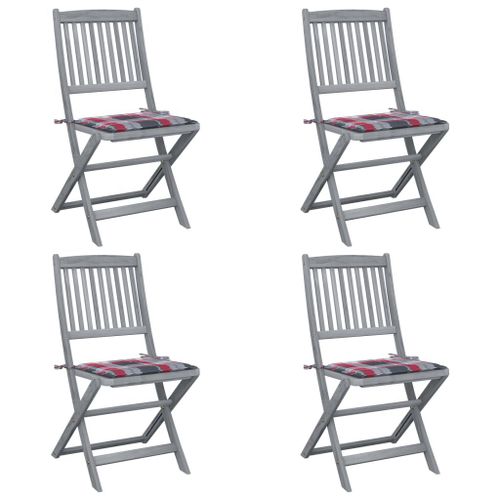 Vidaxl Chaises Pliables D'extérieur 4 Pcs Avec Coussins Bois D'acacia
