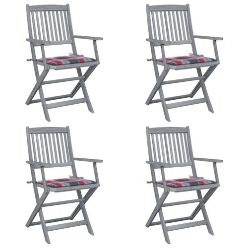 Vidaxl Chaises Pliables D'extérieur 4 Pcs Avec Coussins Bois D'acacia