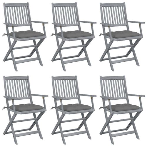 Vidaxl Chaises Pliables D'extérieur Lot De 6 Et Coussins Bois D'acacia