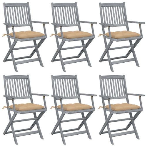 Vidaxl Chaises Pliables D'extérieur Lot De 6 Et Coussins Bois D'acacia