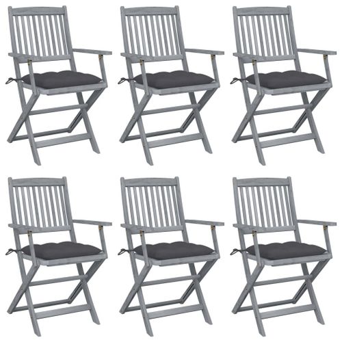 Vidaxl Chaises Pliables D'extérieur Lot De 6 Et Coussins Bois D'acacia