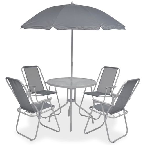 Vidaxl Ensemble À Manger D'extérieur 6 Pcs Acier Et Textilène Gris
