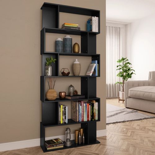 Vidaxl Bibliothèque/Séparateur De Pièce Noir 80x24x192 Cm Aggloméré
