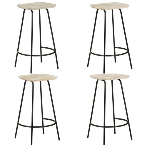 Vidaxl Tabourets De Bar Lot De 4 Bois De Manguier Massif