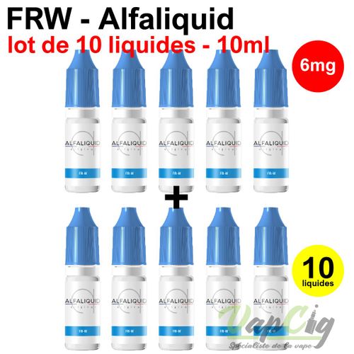 E-liquid FRW en 6 mg lot de 10 liquides ALFALIQUID