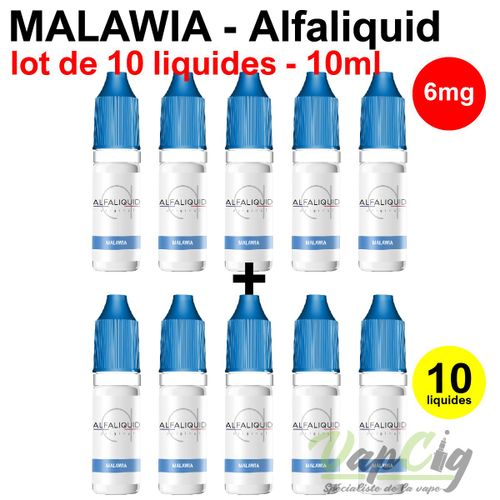 e-liquid malawia en 6 mg lot de 10 liquides alfaliquid