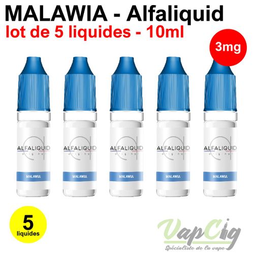 e-liquid malawia en 3 mg lot de 5 liquides alfaliquid
