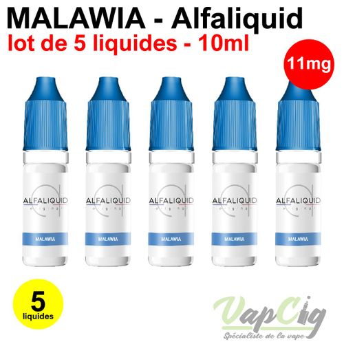 e-liquid malawia en 11 mg lot de 5 liquides alfaliquid