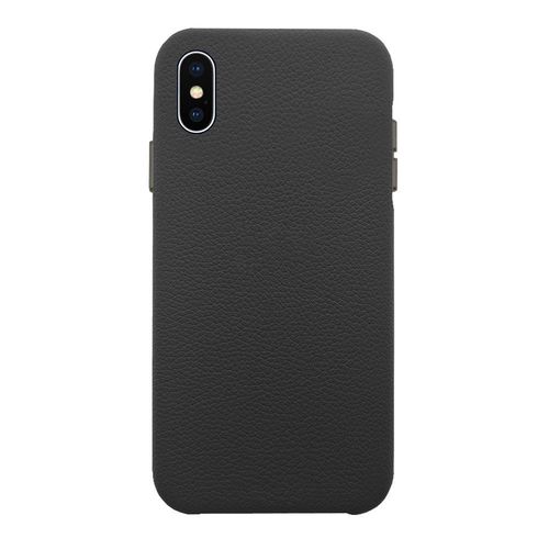Coque Iphone Xs Max Effet Cuir Grainé Noir