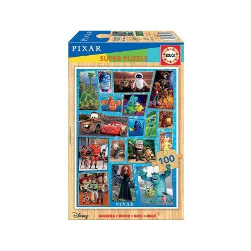 Puzzle Enfant En Bois 100 Pieces Les Amis Disney : Poisson N?Mo - Cars Flash Mcqueen Et Martin - Toy Story - Rat Ratatouille