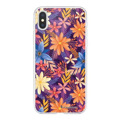 Coque Iphone X/Xs 360 Intégrale Fleurs Violettes Et Oranges Tendance La Coque Francaise.