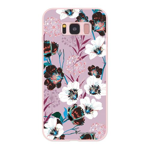 Coque Samsung Galaxy S8 Silicone Liquide Douce Rose Pâle Fleurs Parme La Coque Francaise.